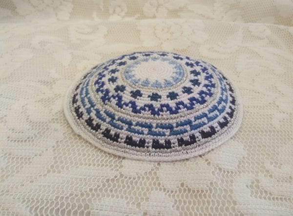 כיפה כחול-לבן 12 ס"מ